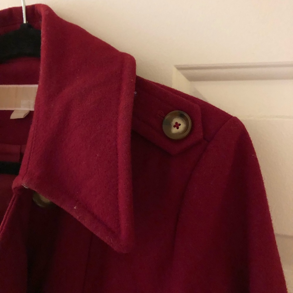 $FIRM$ MICHAEL KORS deep red pea coat - Picture 3 of 5